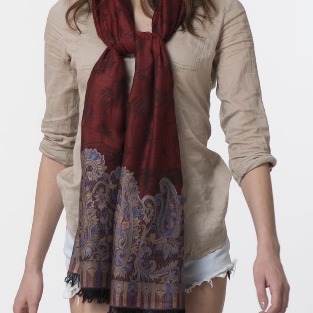 CLEARANCE Beautiful Wine Red Modal Scarf 71 X 28"